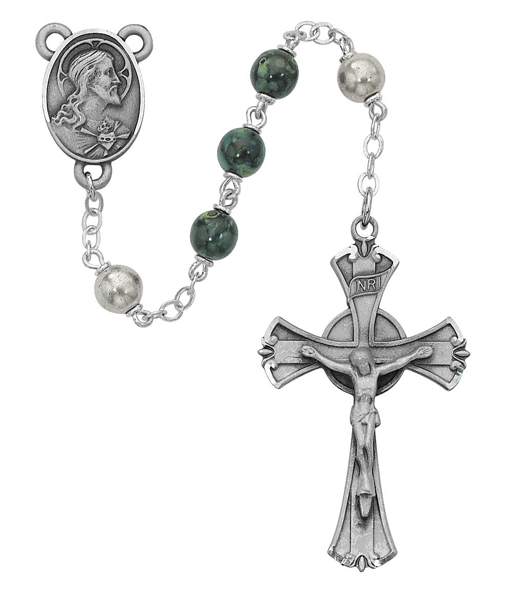 7mm Green/Black Rosary