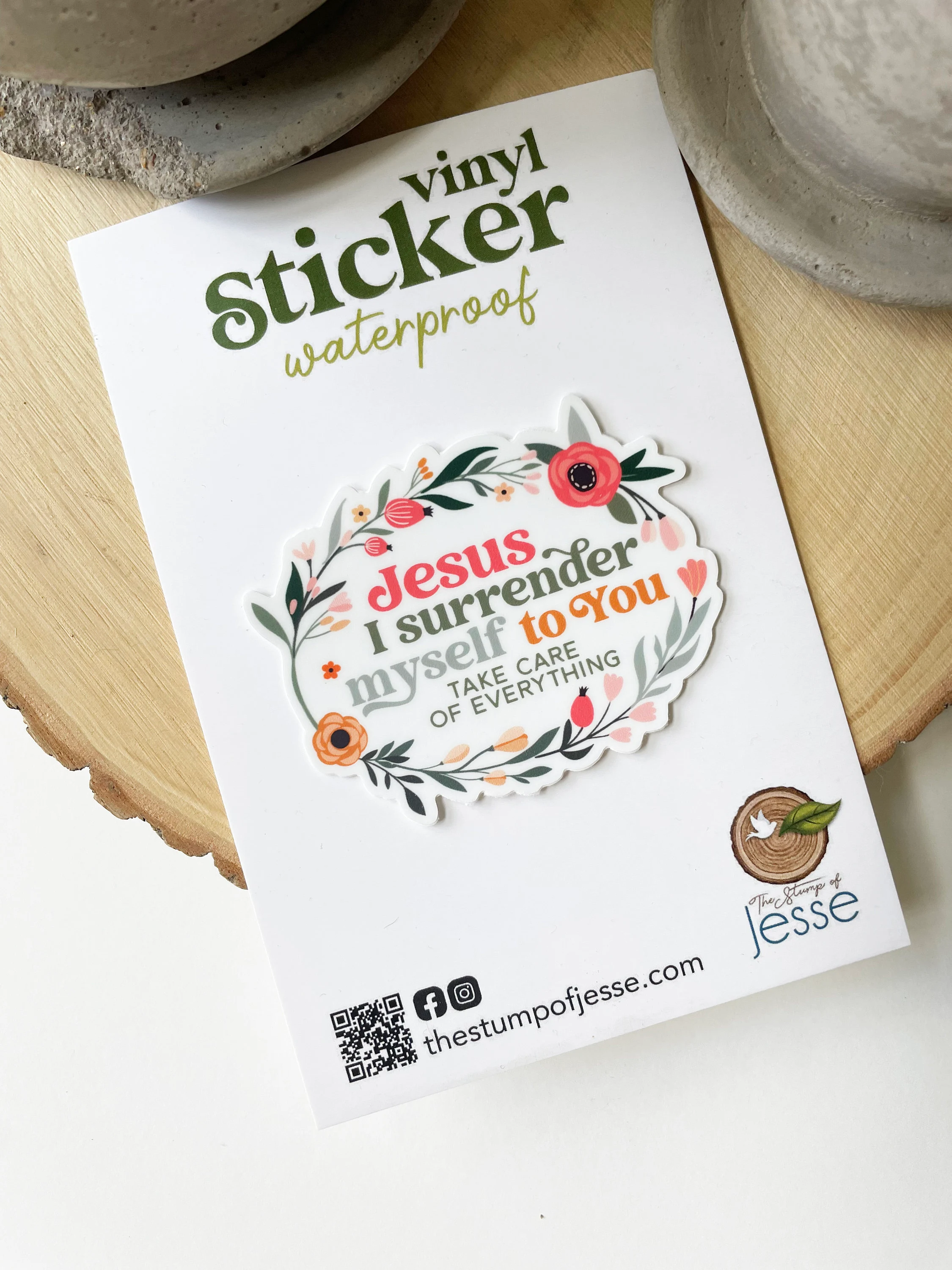 Jesus I surrender myself to You Waterproof Sticker I Gift 