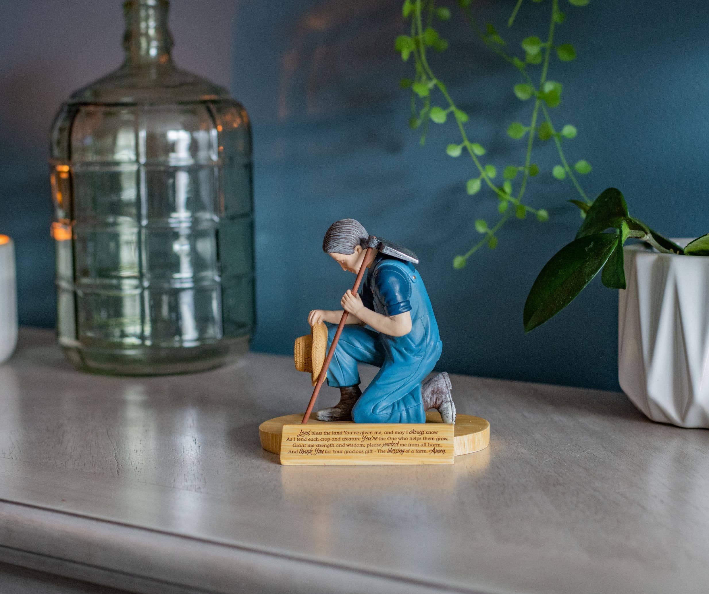 Praying Farmer Figurine