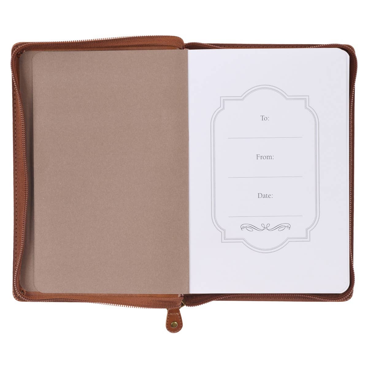 Journal Classic Zip Brown Strong & Courageous Josh. 1:9