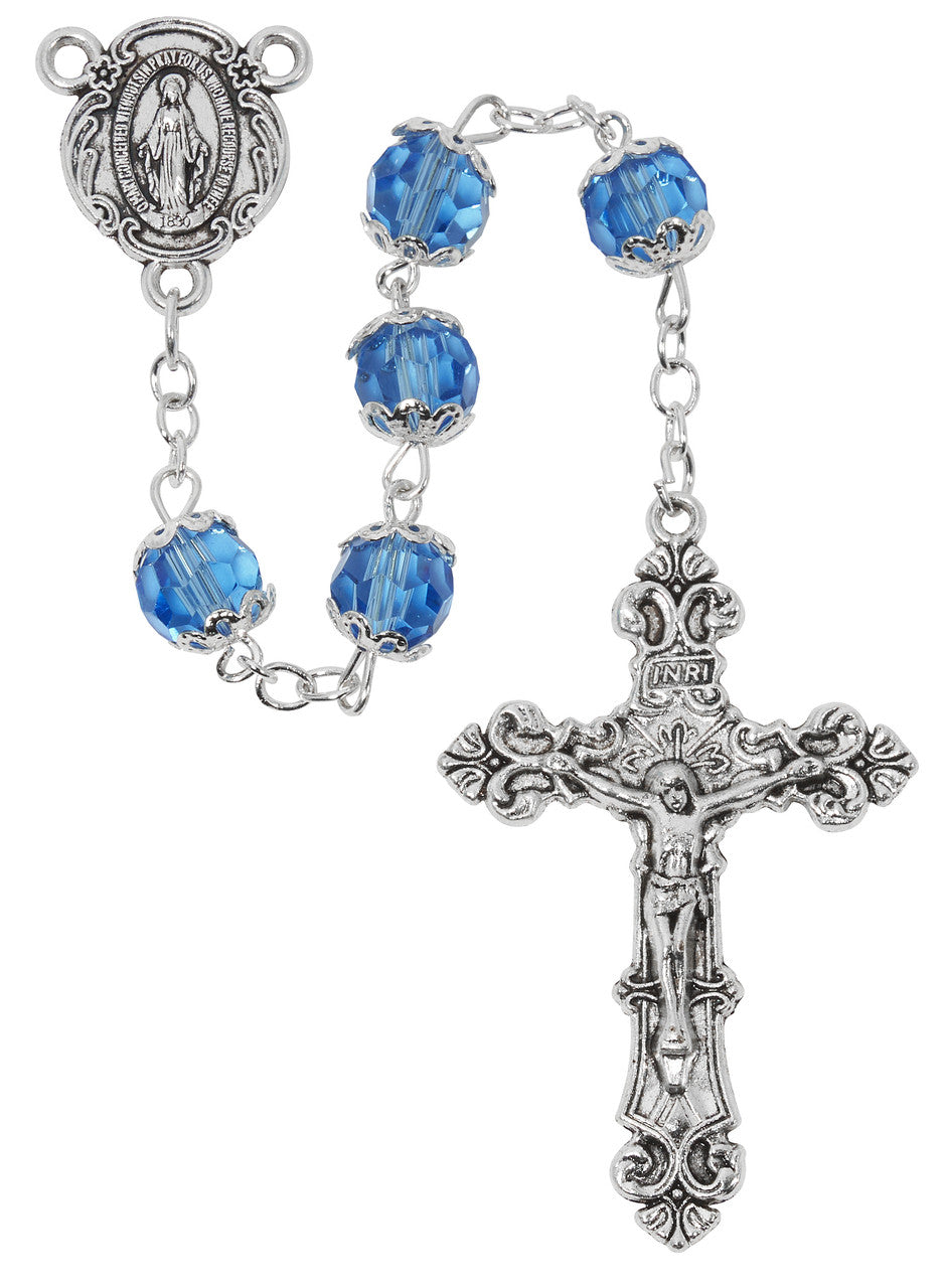 7MM BLUE AURORA BOREALIS CAPPED ROSARY