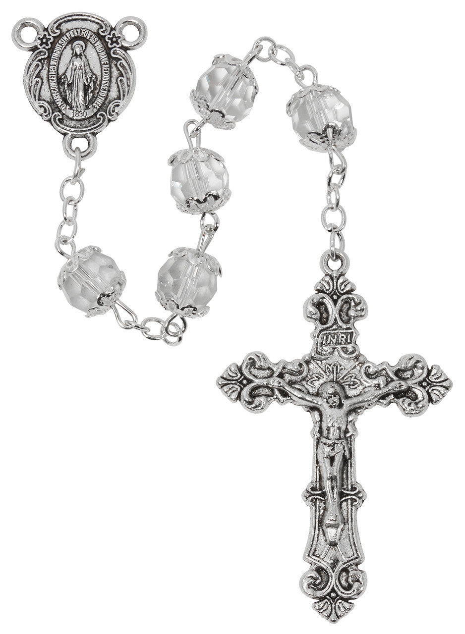 7MM CRYSTAL AURORA BOREALIS CAPPED ROSARY