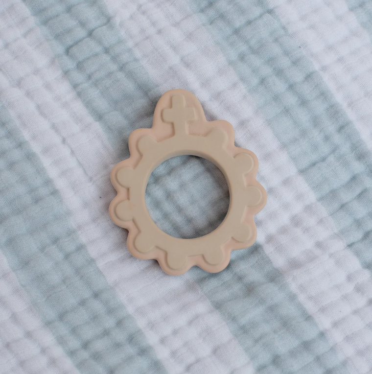 Baby's First Rosary Natural Rubber Teether (Dusty Pink)
