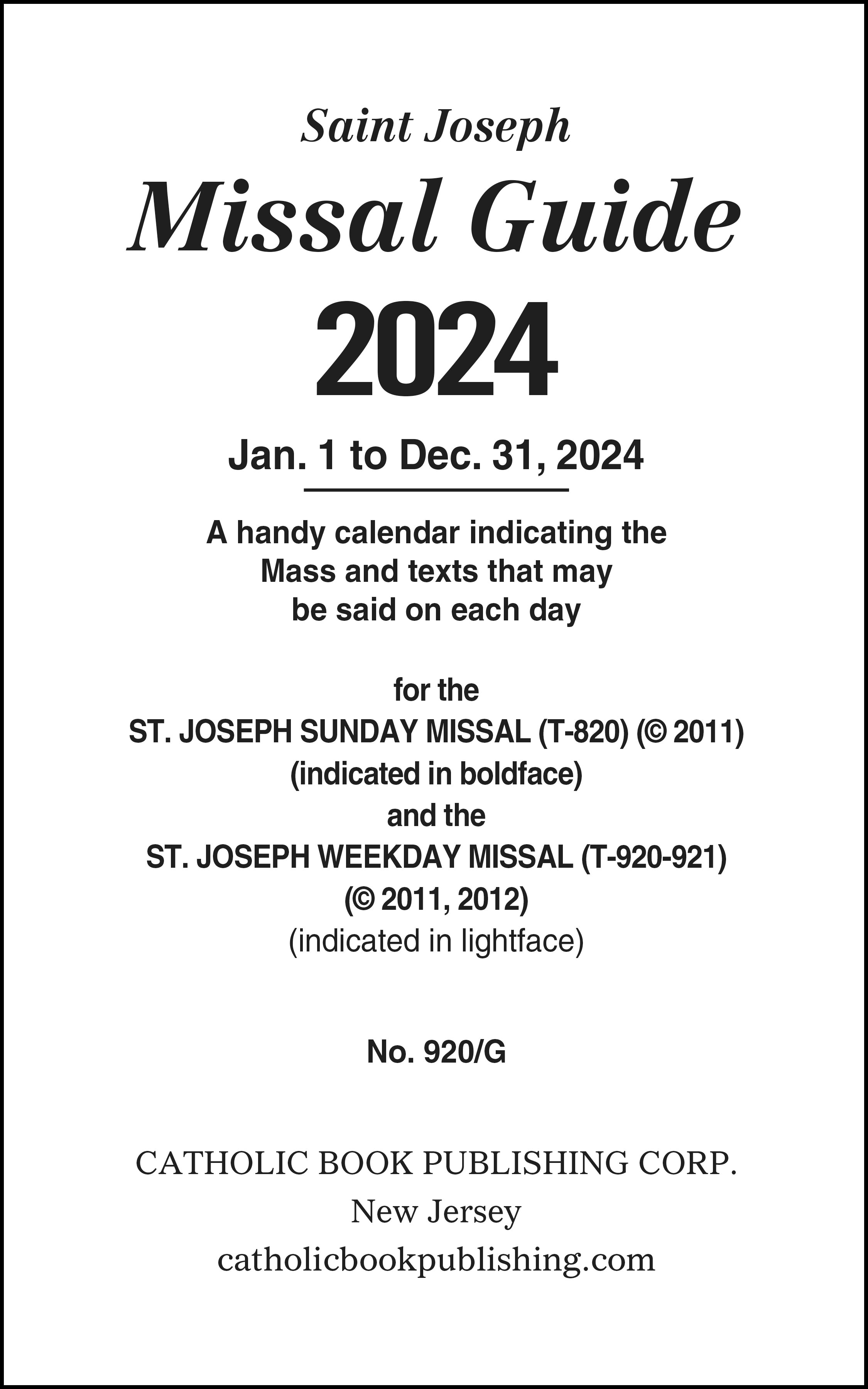Missal Guide For 2024