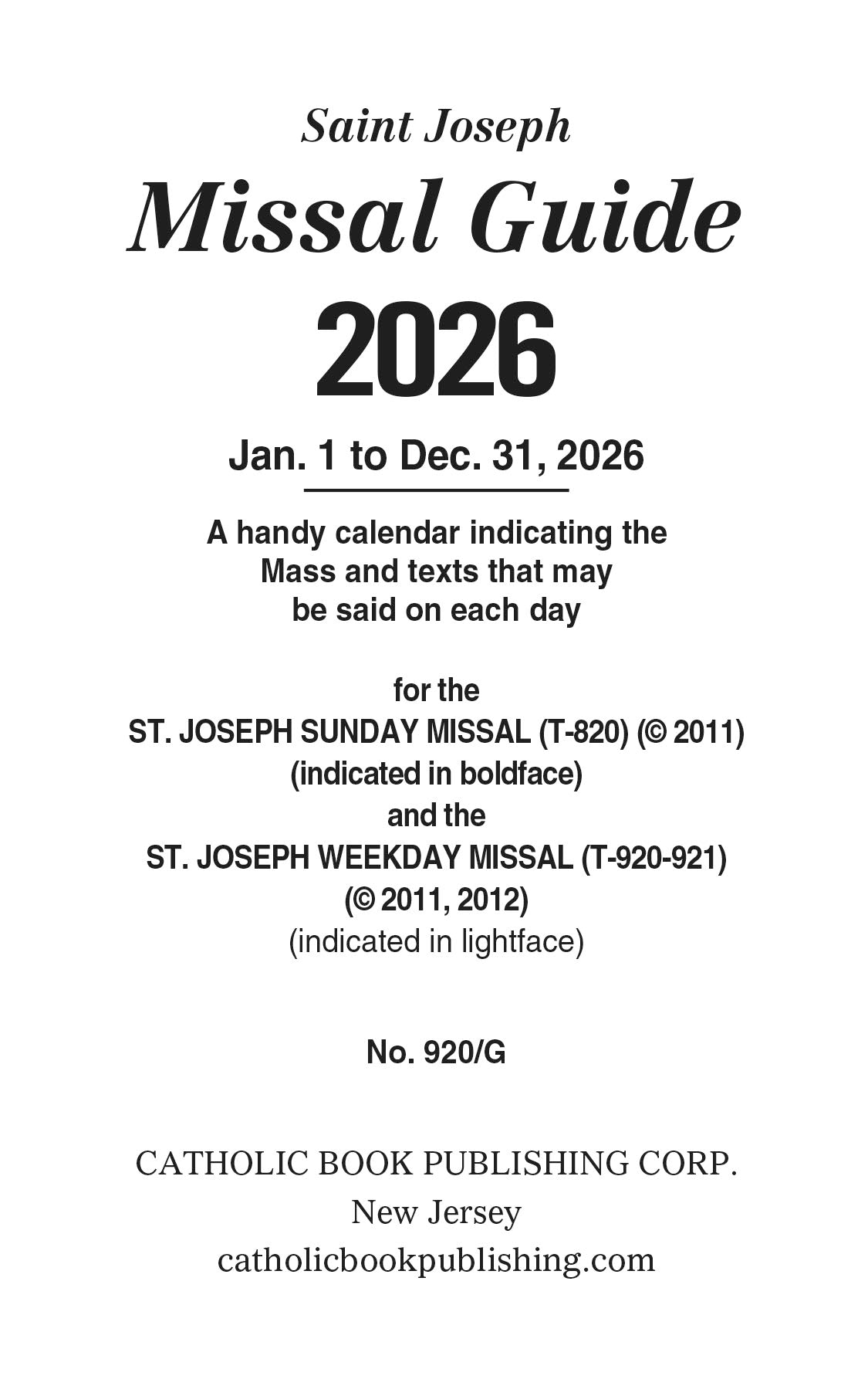 Missal Guide For 2026