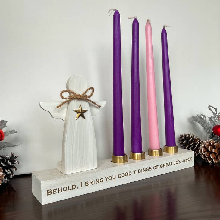 Good Tidings with Angel Advent Wreath with Candles