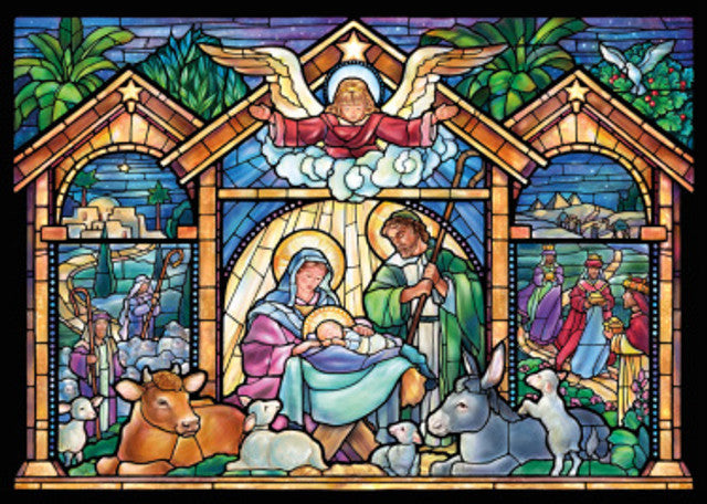 Box Stained Glass Nativity Christmas Cards