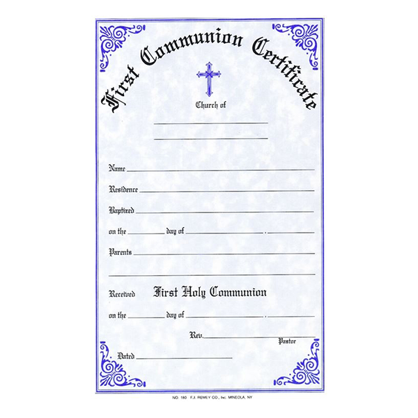 Certificate of First Communion