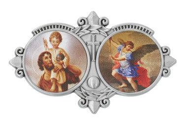 St. Christopher/St. Michael Photo Visor Clip