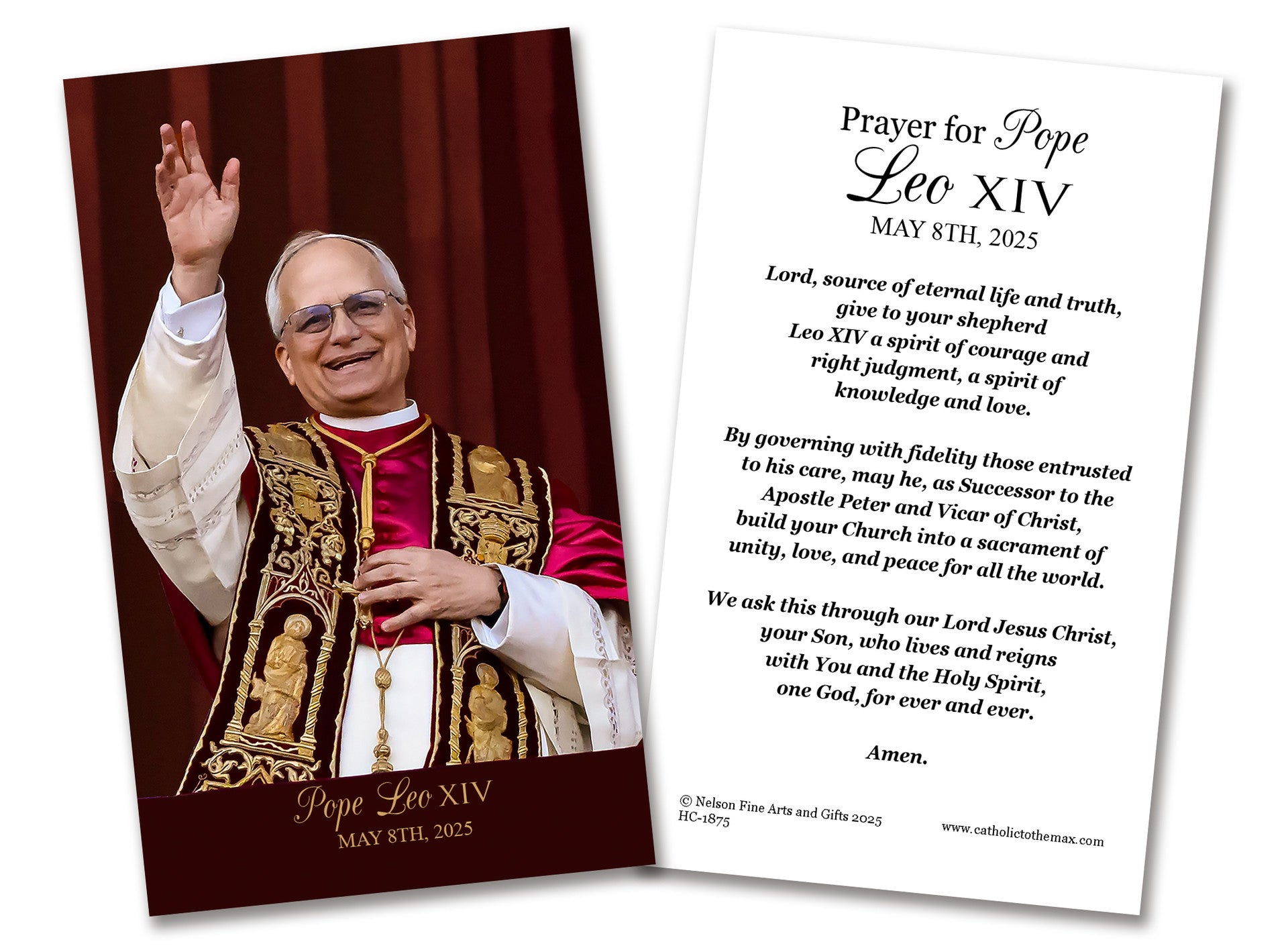 Pope Leo XIV Waving in Celebration Holy Card