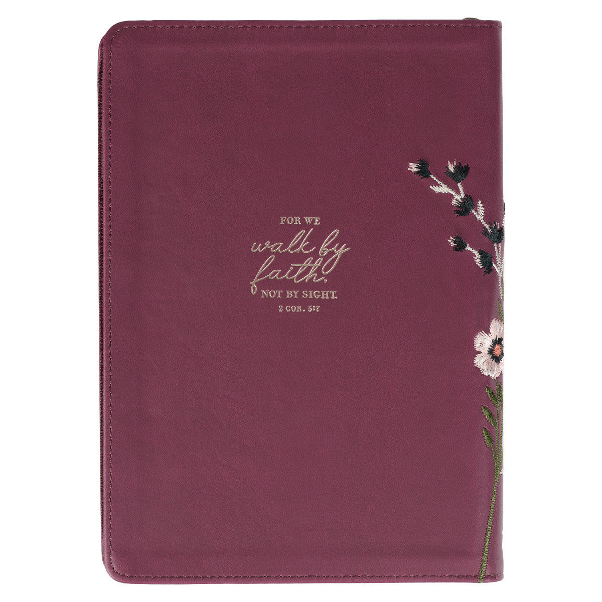 Walk By Faith Beet Red Faux Leather Classic Journal with Zippered Closure - 2 Corinthians 5:7