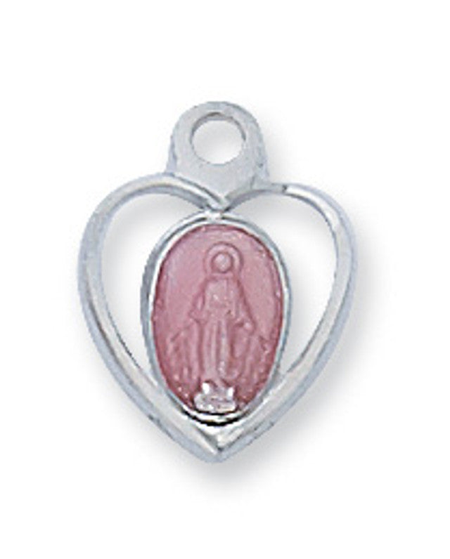 Sterling Miraculous Medal with Pink Enamel