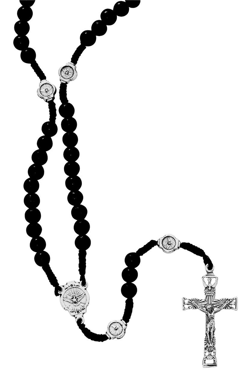 Black Wood Cord Holy Spirit Rosary