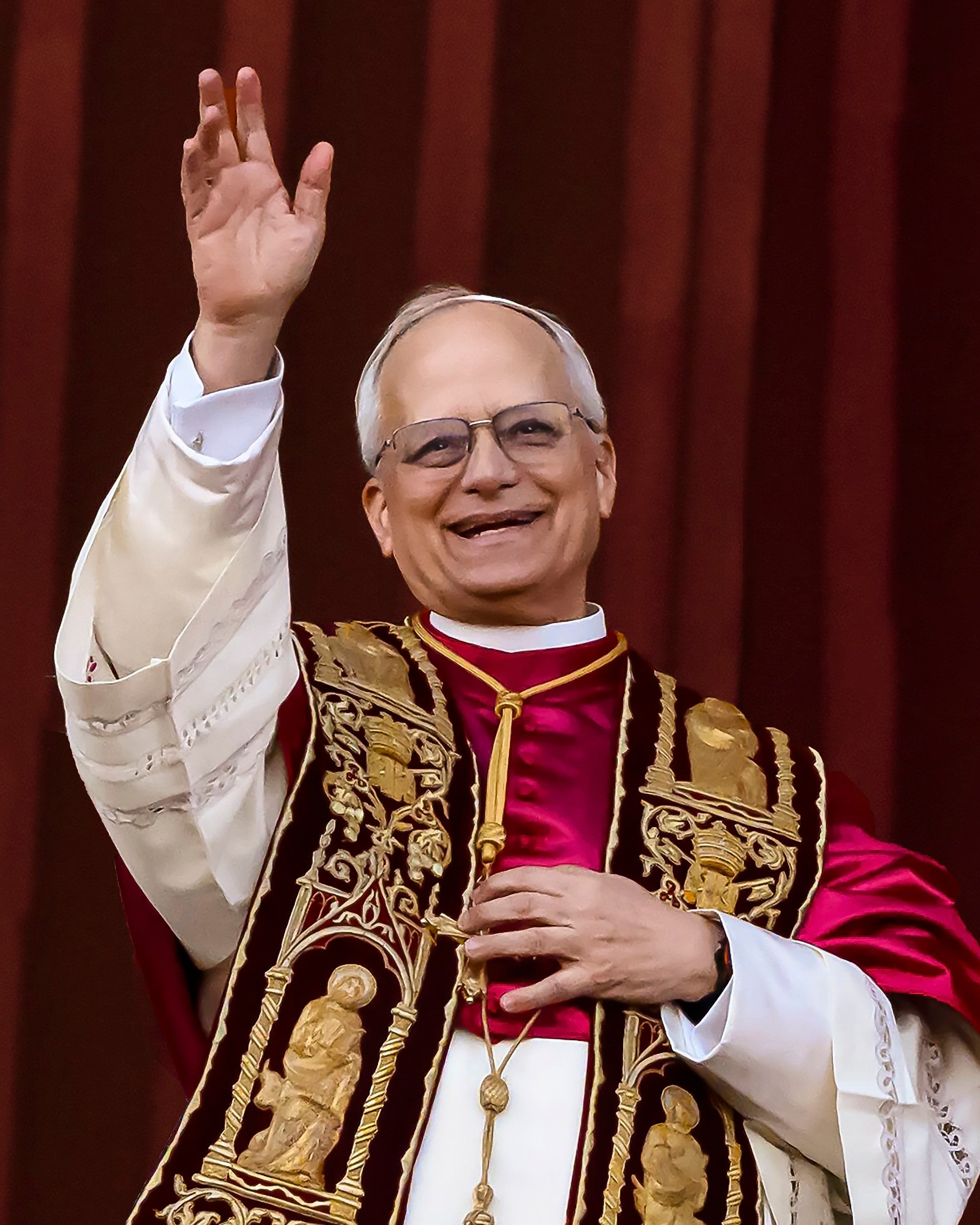 Pope Leo XIV Waving in Celebration Print (8" x 10")
