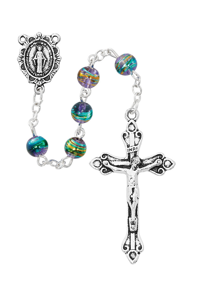 6mm purple multi-color rosary