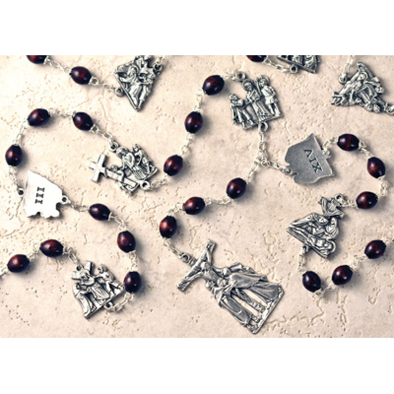 Rosary Via Crucis Wood Brown 6mm