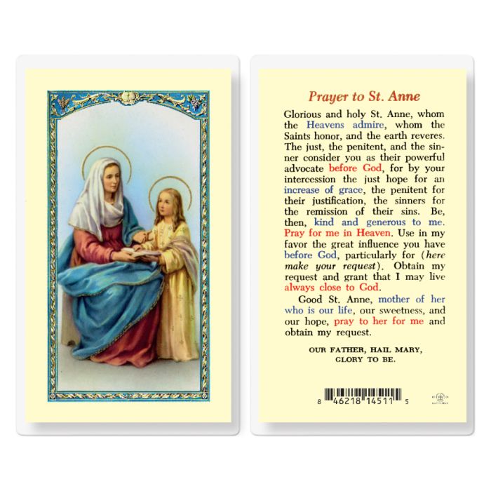 Prayer To St. Anne Holy Card