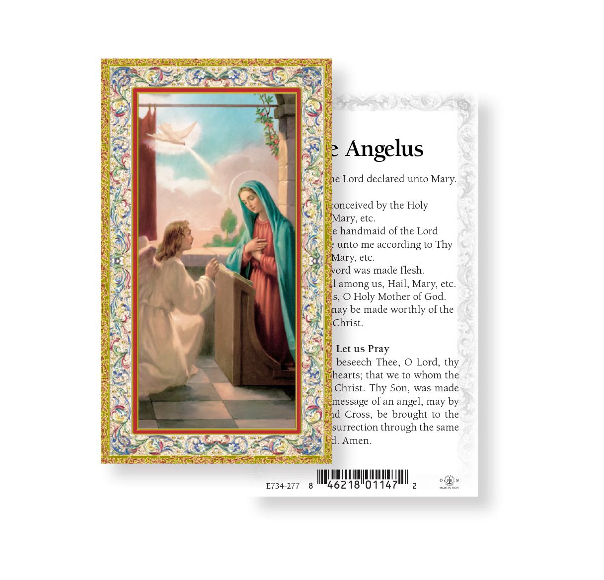 Angelus Prayer Holy Card