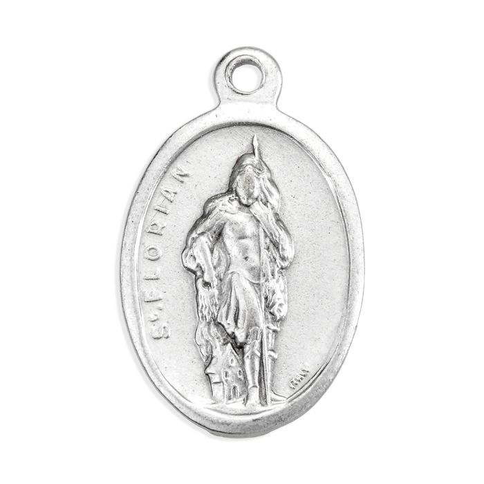 Medalla oxidada de San Florián y San Miguel