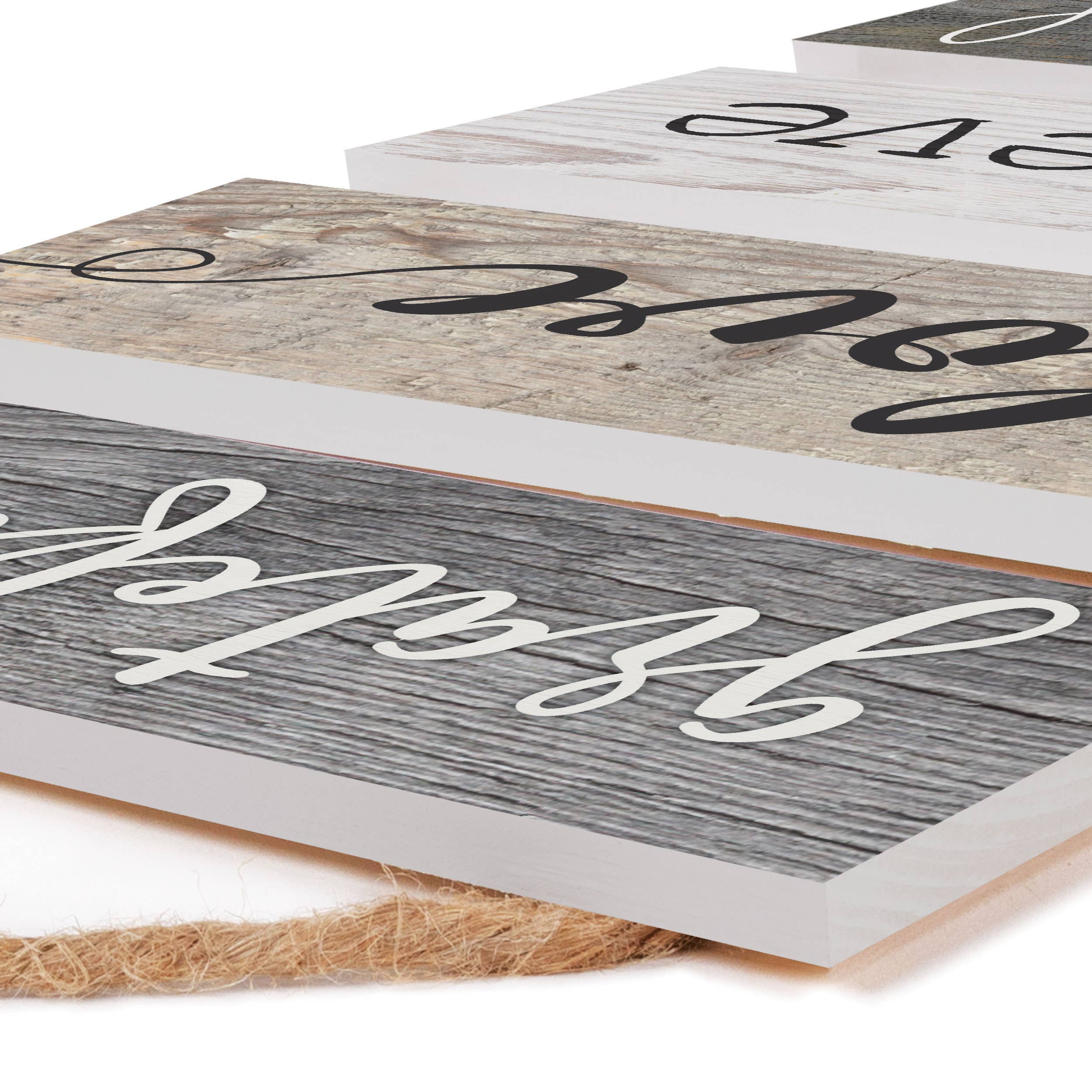 Grateful, Love Believe, Thankful, Faith, Blessed Stacked Hanging Sign