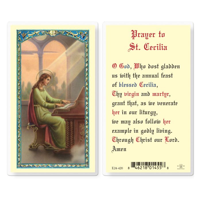 Prayer To St. Cecilia Holy Card