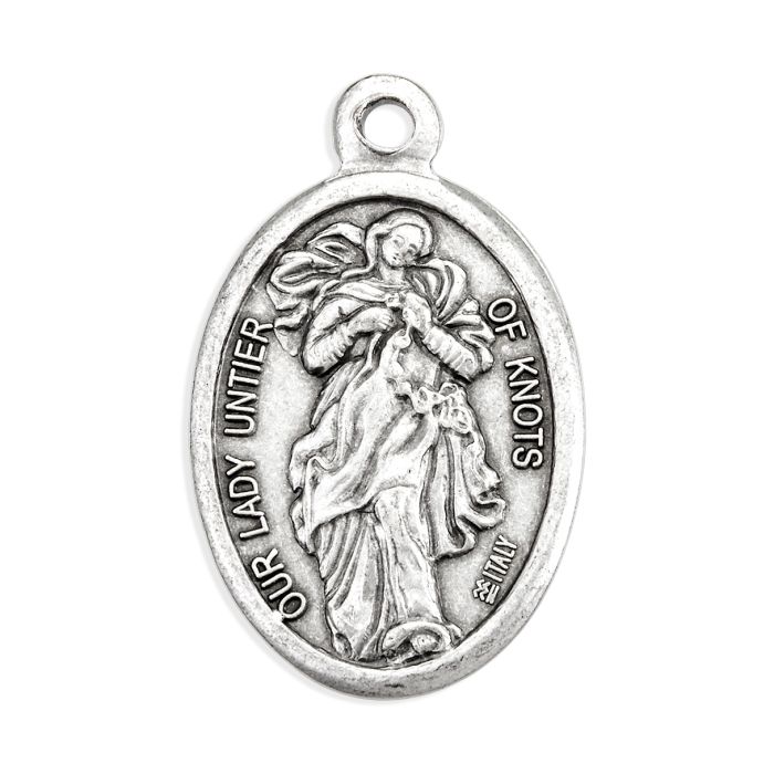 Our Lady Untier of Knots Oxidized Medal 1"