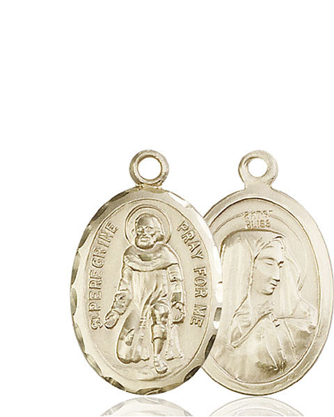 Medalla de San Peregrino de oro de 14 kt