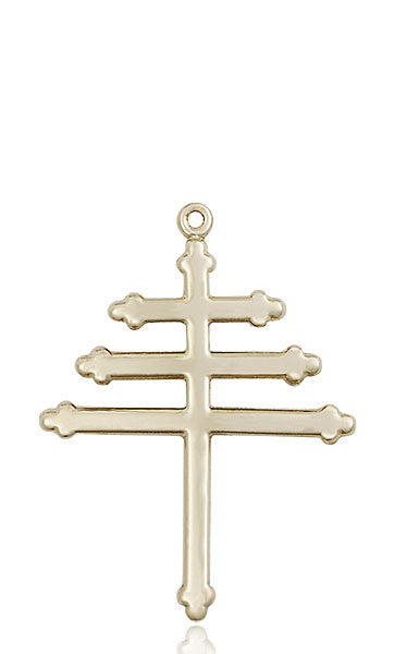 Medalla de cruz de marionita de oro de 14 kt