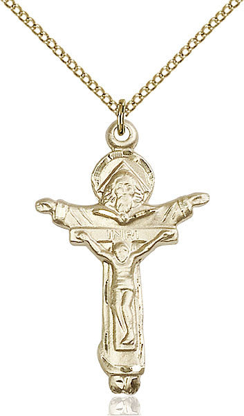 Colgante de crucifijo de la Trinidad lleno de oro