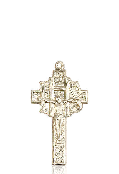 14kt Gold Crucifix-IHS Medal