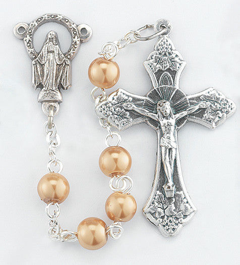 Pearlized Rose bead rosary