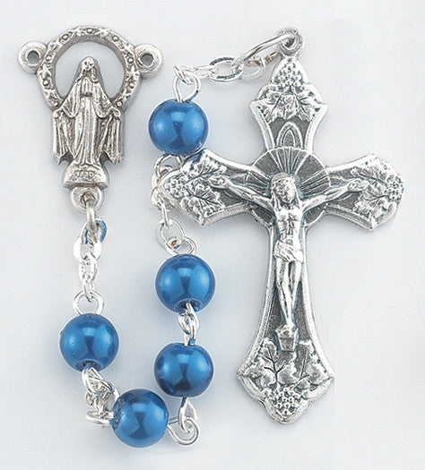 Pearlized Sapphire Bead Rosary