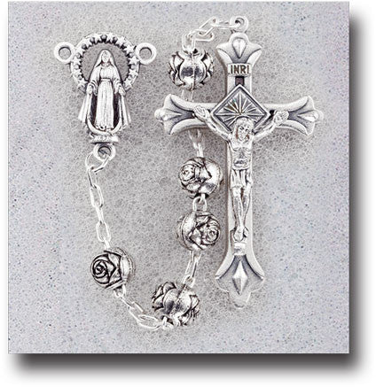 Rosebud Silver Color Rosary