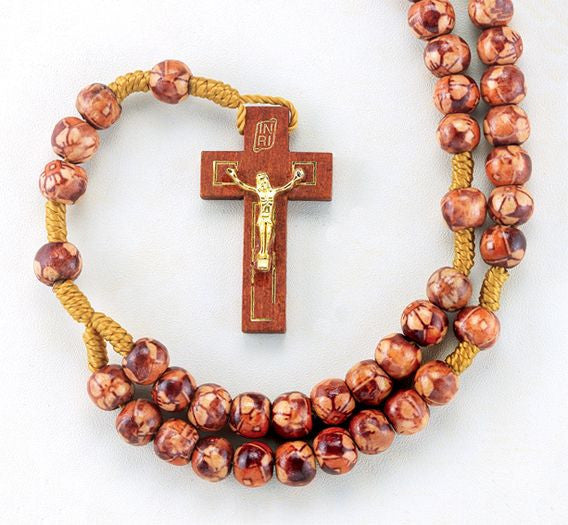 Round Marbleized Burgundy Rosary