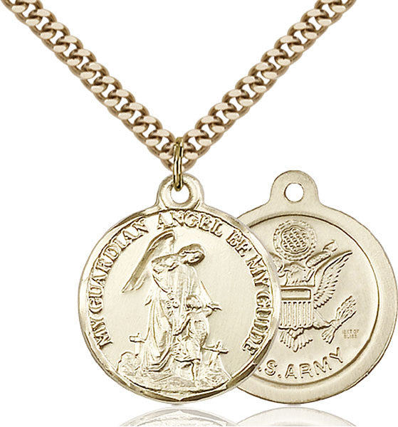 Gold Filled Guardain Angel / Army Pendant