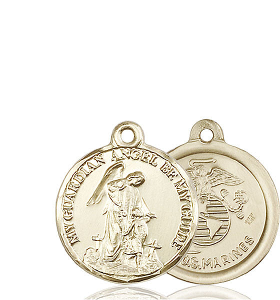 14kt Gold Guardain Angel / Marines Medal