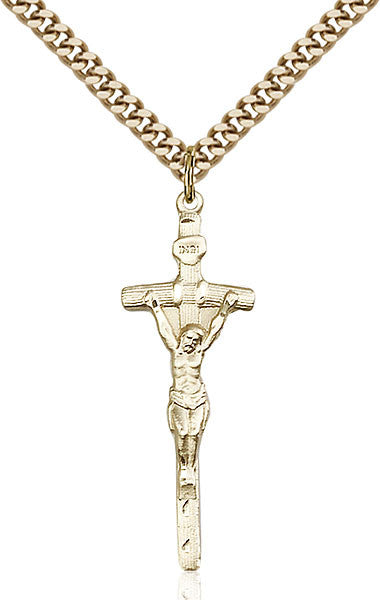 Colgante de crucifijo papal relleno de oro