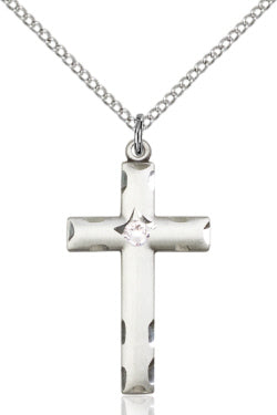 Sterling Silver Cross with Crystal Stone Pendant