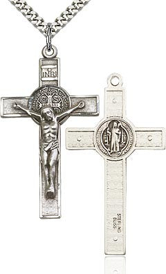 Crucifijo de San Benito lleno de plata