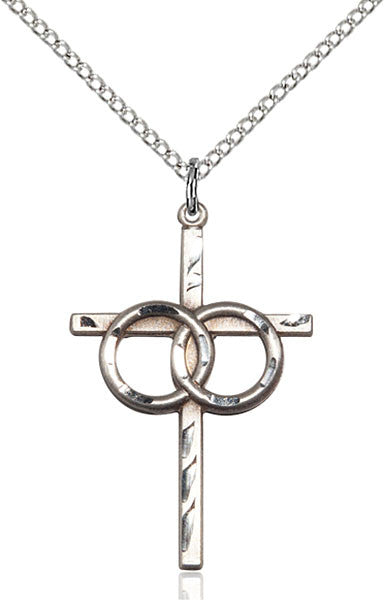 Sterling Silver Wedding Rings Cross Pendant