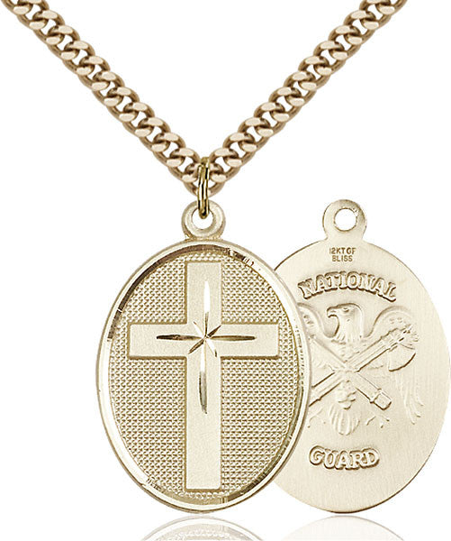 Gold Filled Cross / National Guard Pendant
