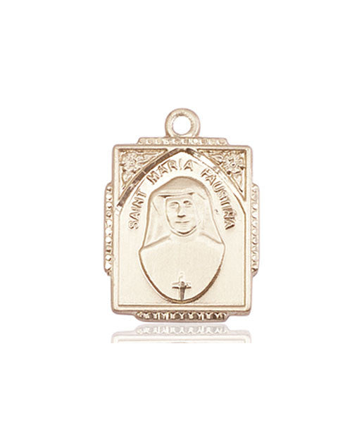 Medalla de Santa María Faustina en oro de 14kt
