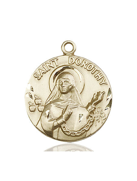Medalla de Santa Dorotea de oro de 14 kt