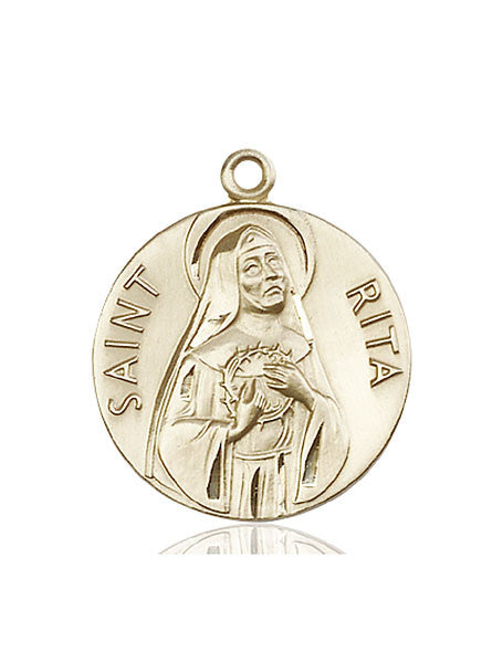 Medalla de Santa Rita de Casia en oro de 14kt