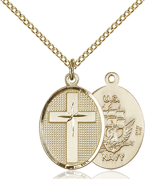 Gold Filled Cross / Navy Pendant