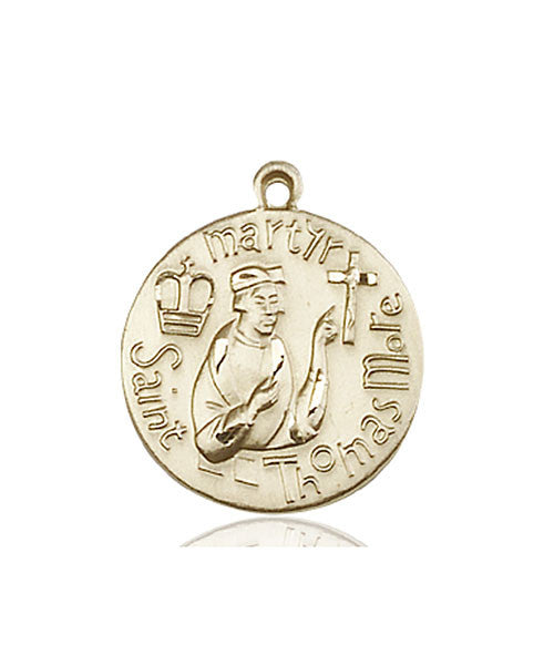 Medalla de Santo Tomás Moro de oro de 14 kt