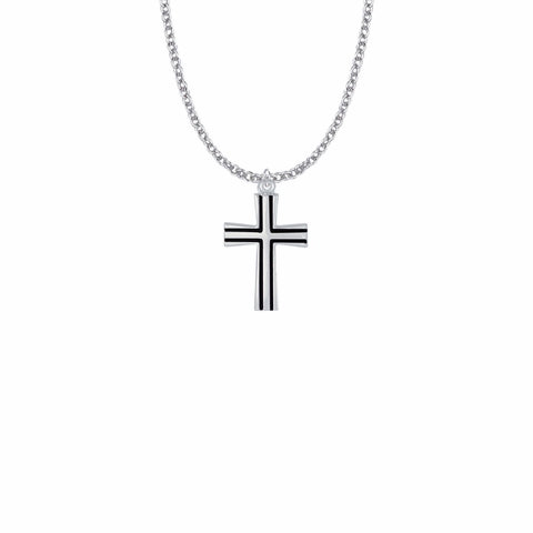 Boys Flared Cross with Black Enamel