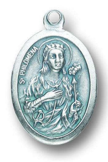Medalla de plata oxidada de Santa Filomena