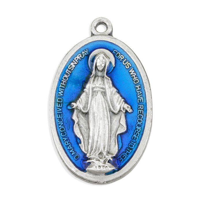 1-1/4" Blue Enameled Miraculous Medal