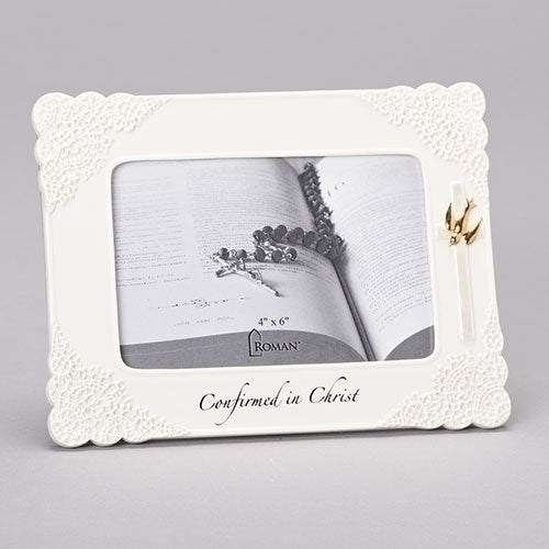 Glazed Lace with Gold Dove Confirmation Frame